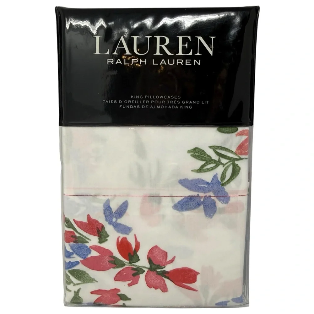 Lauren Ralph Lauren 2 King Size Pillowcases Maggie Floral Cottage NWT